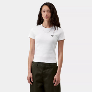 W S/S Small Heart Patch T-Shirt (white / black)