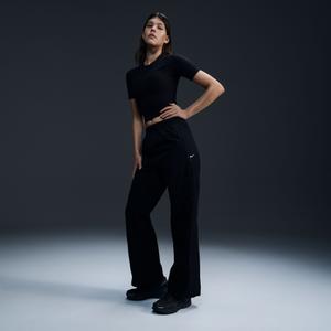 Windrunner trousers in woven fabric with open hem (black / white)